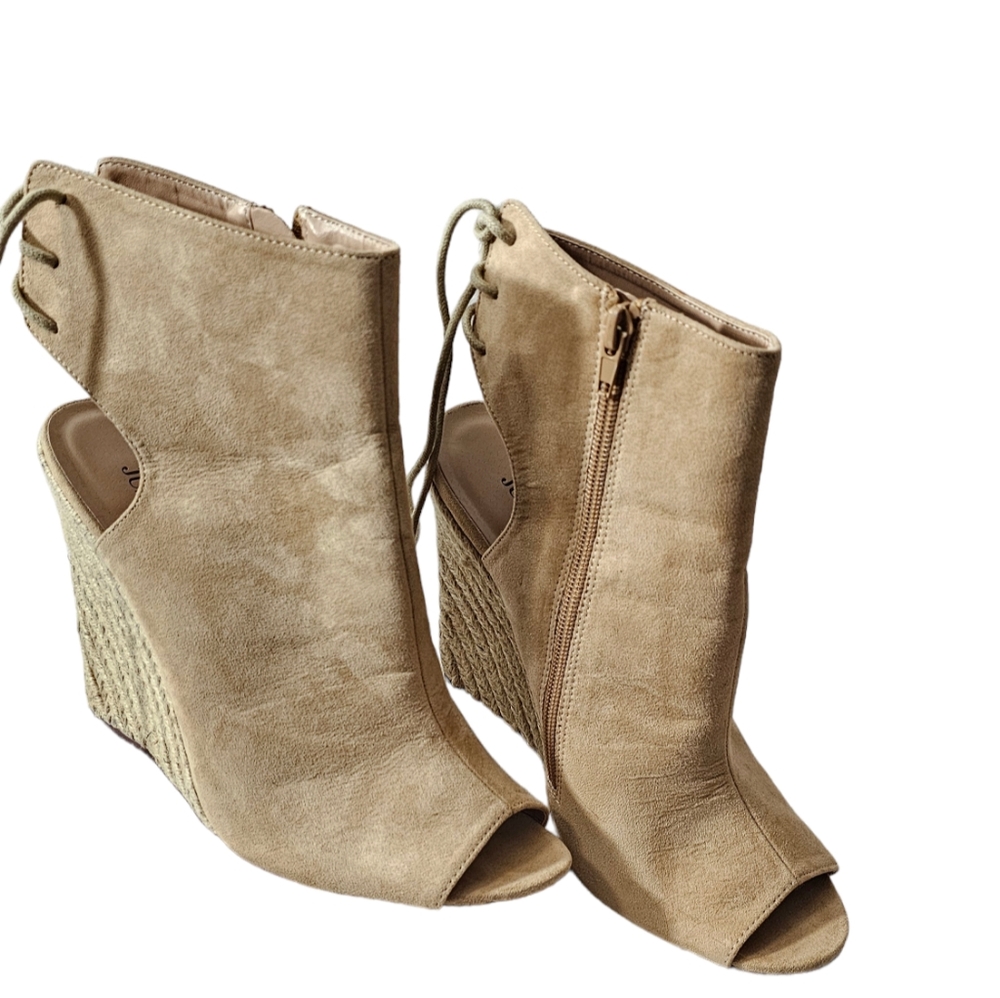 JUSTFAB NUDE WEDGE SHOES SIZE 10